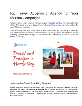 Top Travel Advertising Agency for Your Tourism Campaigns