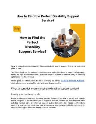 How to Find the Perfect Disability Support Service