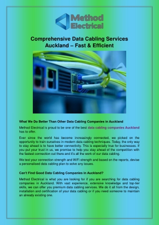 Comprehensive Data Cabling Services Auckland – Fast & Efficient