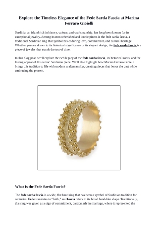Explore the Timeless Elegance of the Fede Sarda Fascia at Marina Ferraro Gioielli