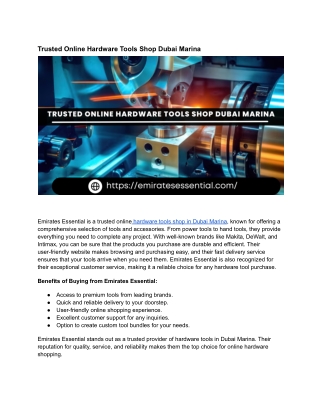 Trusted Online Hardware Tools Shop Dubai Marina