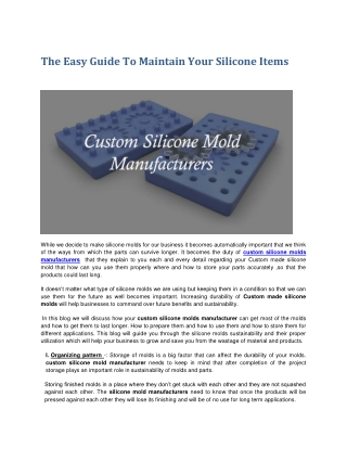 The Easy Guide To Maintain Your Silicone Items