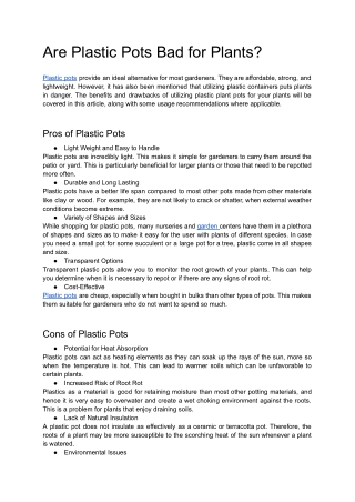 Are Plastic Pots Bad for Plants Pros & Cons Explained