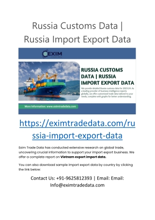 Russia Customs Data|Russia Import Export Data