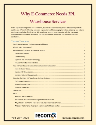 Why E-Commerce Needs 3PL Warehouse Services