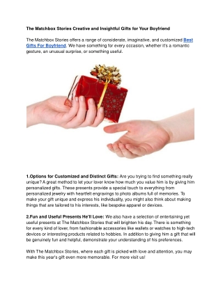 The Matchbox Stories Creative and Insightful Gifts for Your Boyfriend