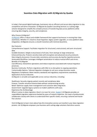 Seamless Data Migration with iQ Migrate by Qualex