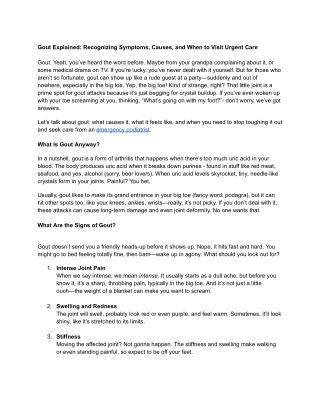 Gout Explained_ Recognizing Symptoms, Causes, and When to Visit Urgent Care