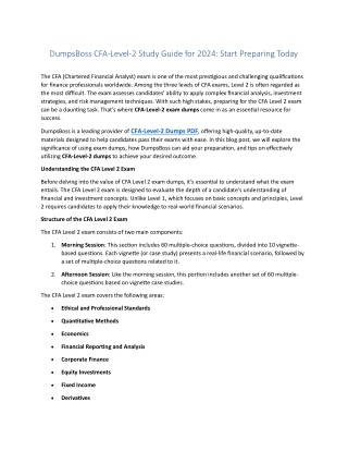 DumpsBoss CFA-Level-2 Study Guide: Prepare Smarter, Not Harder