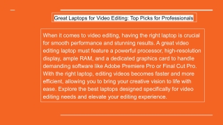 great laptops for video editing