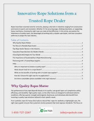 Innovative Rope Solutions from a Trusted Rope Dealer