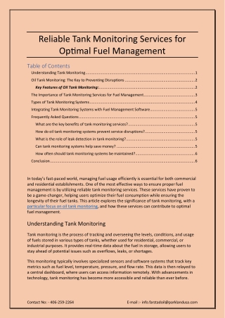 Reliable Tank Monitoring Services