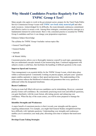 Why Should Candidates Practice Regularly For The TNPSC Group 4 Test?