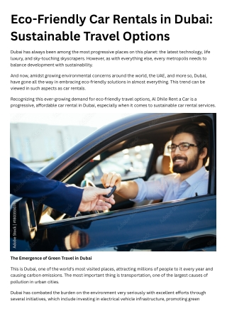 Eco-Friendly Car Rentals in Dubai Sustainable Travel Options