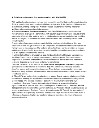 AI Solutions for Business Process Automation with AffableBPM