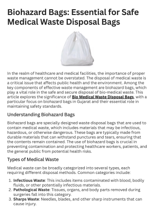 Biohazard Bags Essential for Safe Medical Waste Disposal Bags