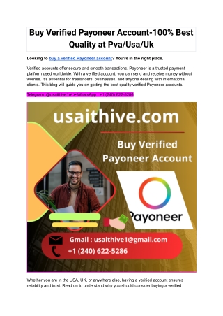 Buy Verified Payoneer Account-100% Best Quality at Pva_Usa_Uk