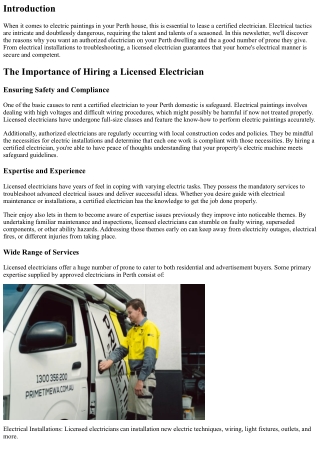 Why You Need a Licensed Electrician for Your Perth Home
