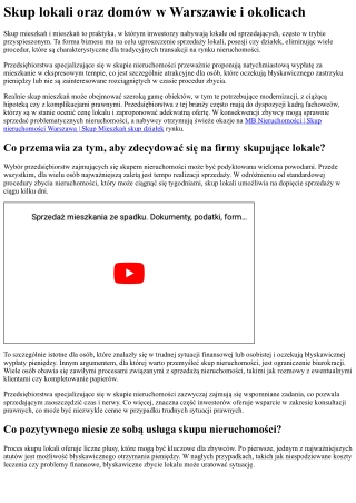 Skup nieruchomości w Warszawie i okolicach