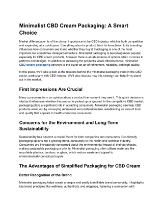Minimalist CBD Cream Packaging-A Smart Choice