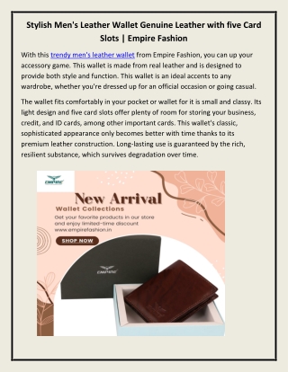 Stylish Men's Leather Wallet Genuine Leather with five Card  Slots | Empire Fash