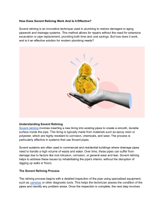 How Does Sovent Relining Work And Is It Effective