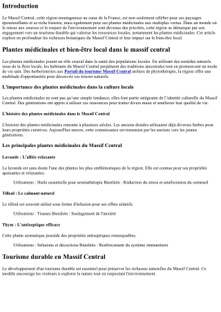**Plantes médicinales et bien-être local dans le massif central**