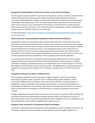 Impregnation Sealants Market for Electronics