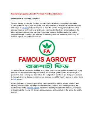 Nourishing Aquatic Life with Premium Fish Feed Solutions