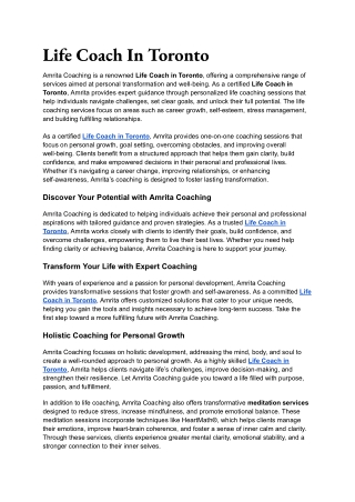 Life Coach In Toronto