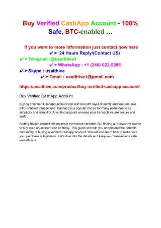 Buy Verified CashApp Account - 100% Safe, BTC-enabled …
