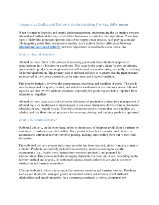 Inbound vs Outbound Delivery Understanding the Key Differences