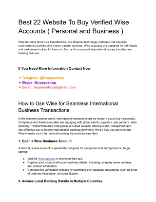 Best 22 Website To Buy Verified Wise Accounts ( Personal and Business )