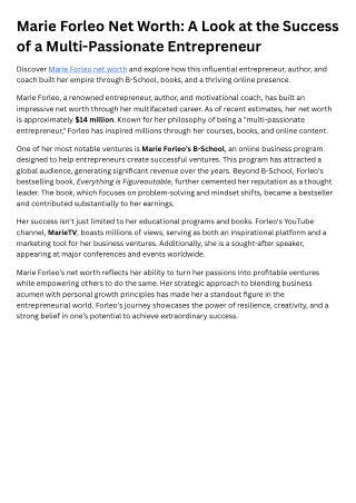 Marie Forleo Net Worth: A Look at the Success of a Multi-Passionate Entre