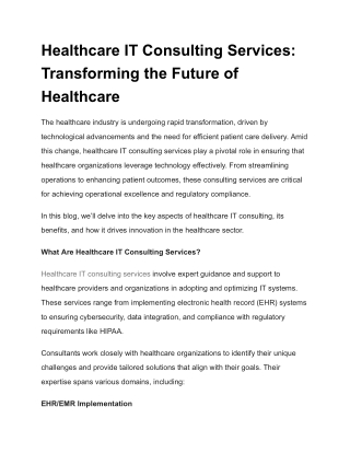 Healthcare IT Consulting Services_ Transforming the Future of Healthcare