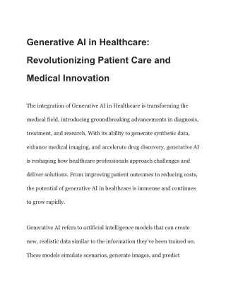 Generative AI in Healthcare_ Revolutionizing Patient Care and Medical Innovation