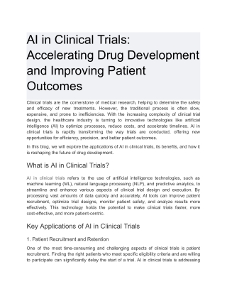 AI in Clinical Trials_ Accelerating Drug Development and Improving Patient Outcomes