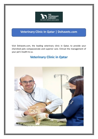 Veterinary Clinic In Qatar  Dohavets