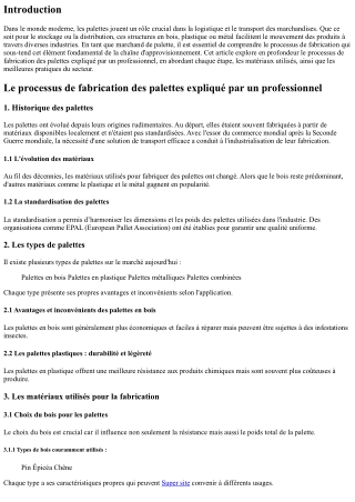 Le processus de fabrication des palettes expliqué par un professionnel