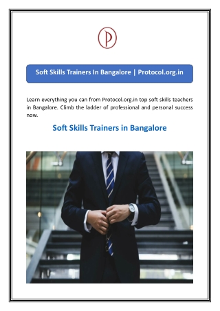Soft Skills Trainers In Bangalore  Protocol.org.in