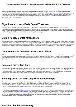 Discovering the Best Kid Dental Expert Near Me: A Complete Overview