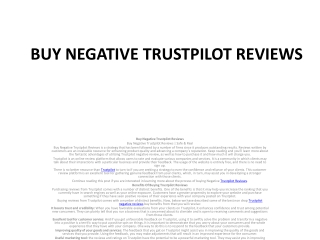 Why You Should Buy Negative Trustpilot Reviews?
