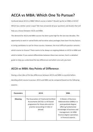 ACCA vs MBA_ Which One To Pursue