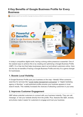 6 Key Benefits of Google Business Profile for Every Business