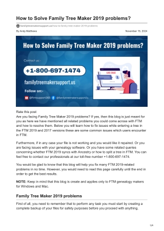 familytreemakersupport.us-How to Solve Family Tree Maker 2019 problems
