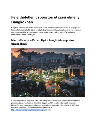 Excursions in Bangkok