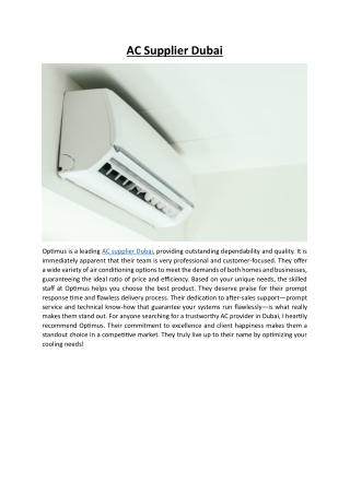 AC Supplier Dubai