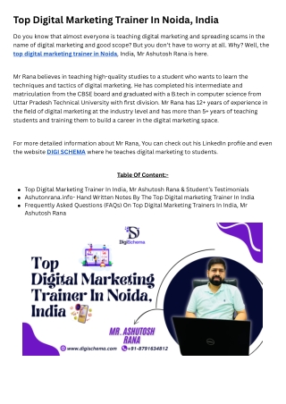 Top Digital Marketing Trainer In Noida, India