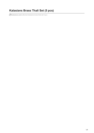 Kalasians Brass Thali Set is a stunning blend of traditional