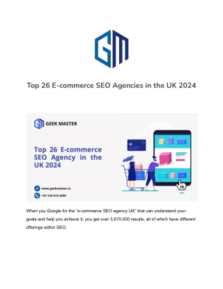 Top 26 E-commerce SEO Agencies in the UK 2024